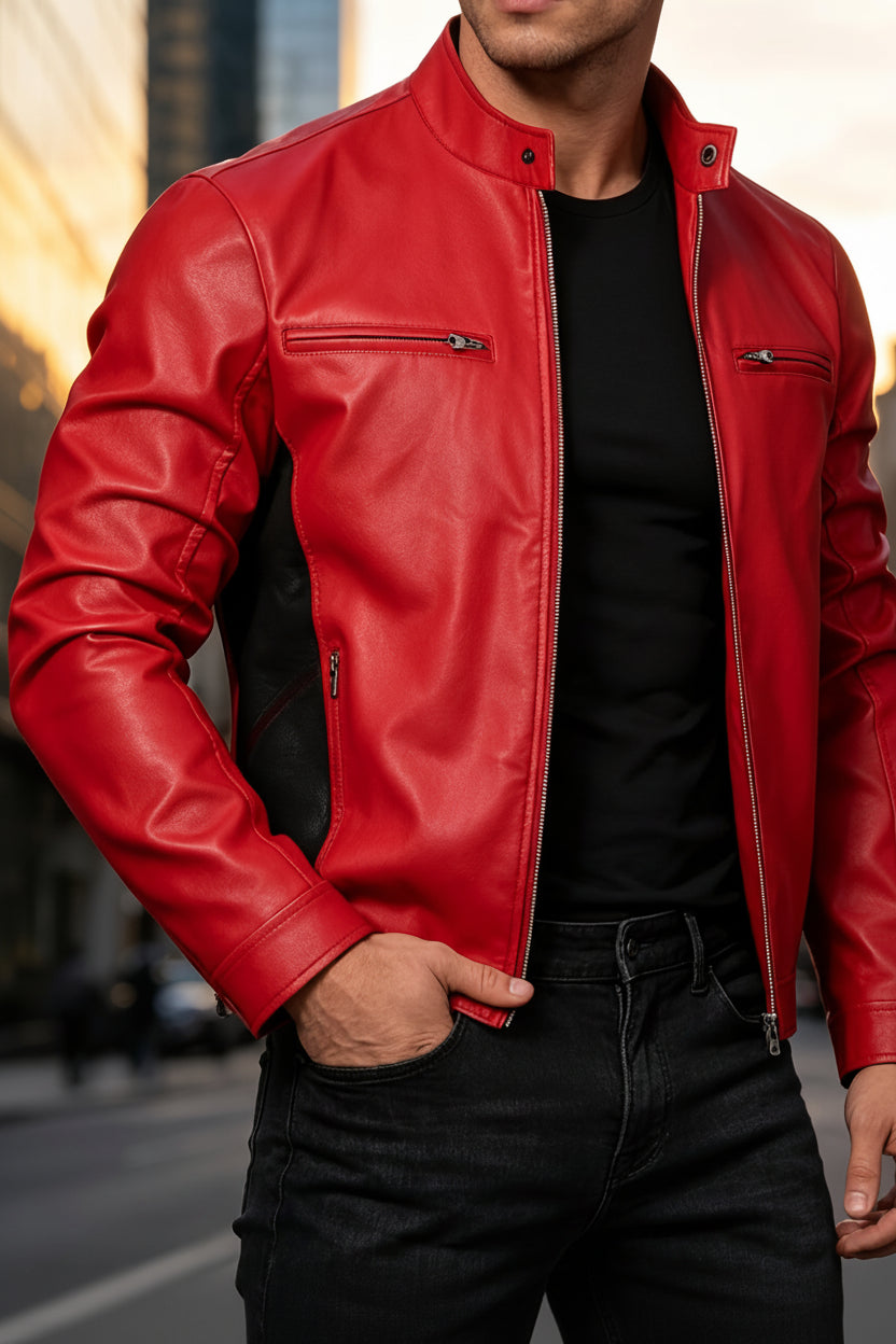 Helvano | Herren Kunstlederjacke mit Reissverschluss
