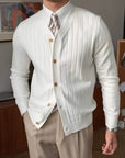 Helvano | Gerippte Strickjacke mit Knöpfen für Herren