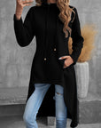 Helvano | Damen High-Low Hoodie mit Kordelzug