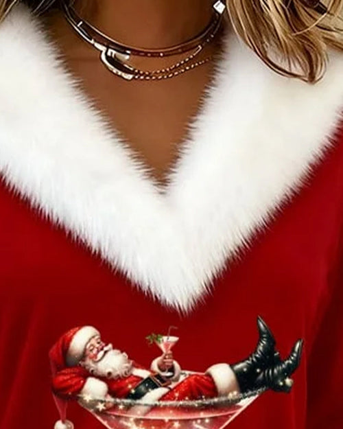 Helvano | Plüsch-Weihnachtspullover für Damen in Rot