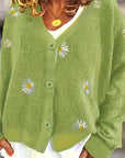 Helvano | Damen Strickjacke mit Blumenstickerei