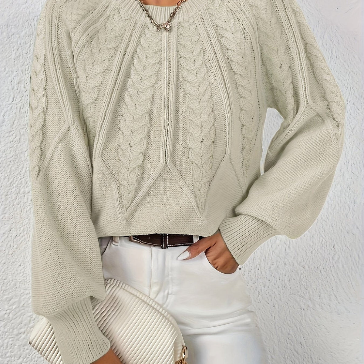 Helvano | Zopfstrick-Pullover mit Rundhals