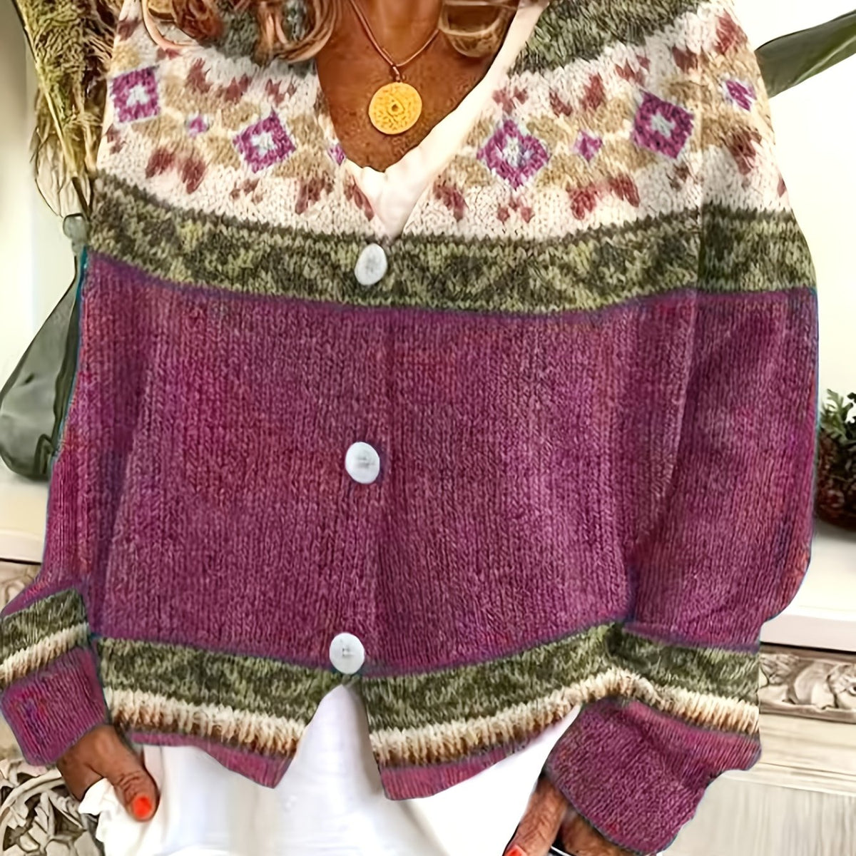 Helvano | Gemusterte Herren-Strickjacke mit Knopfleiste