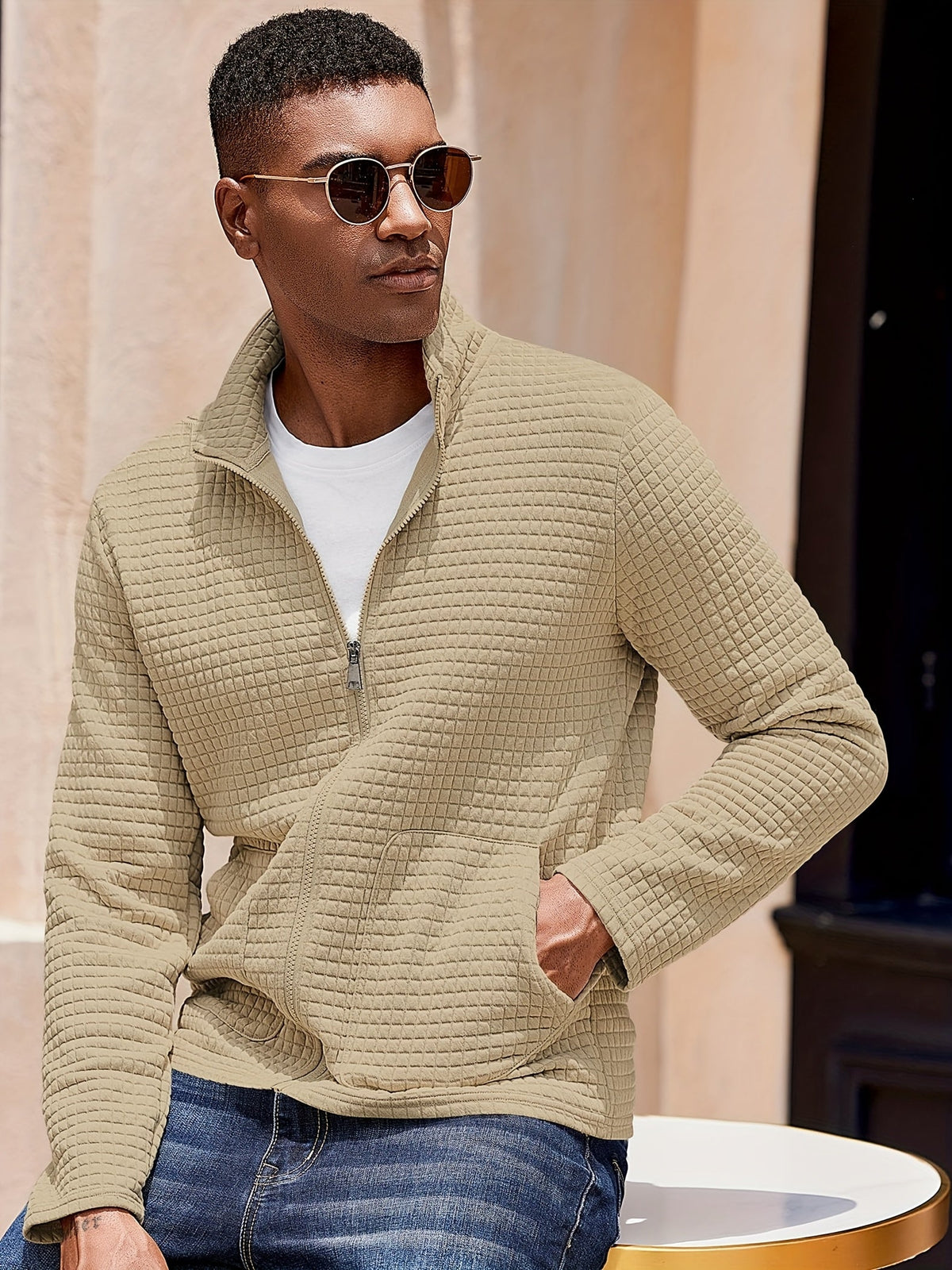 Helvano | Strukturierte Herrenjacke mit Reissverschluss