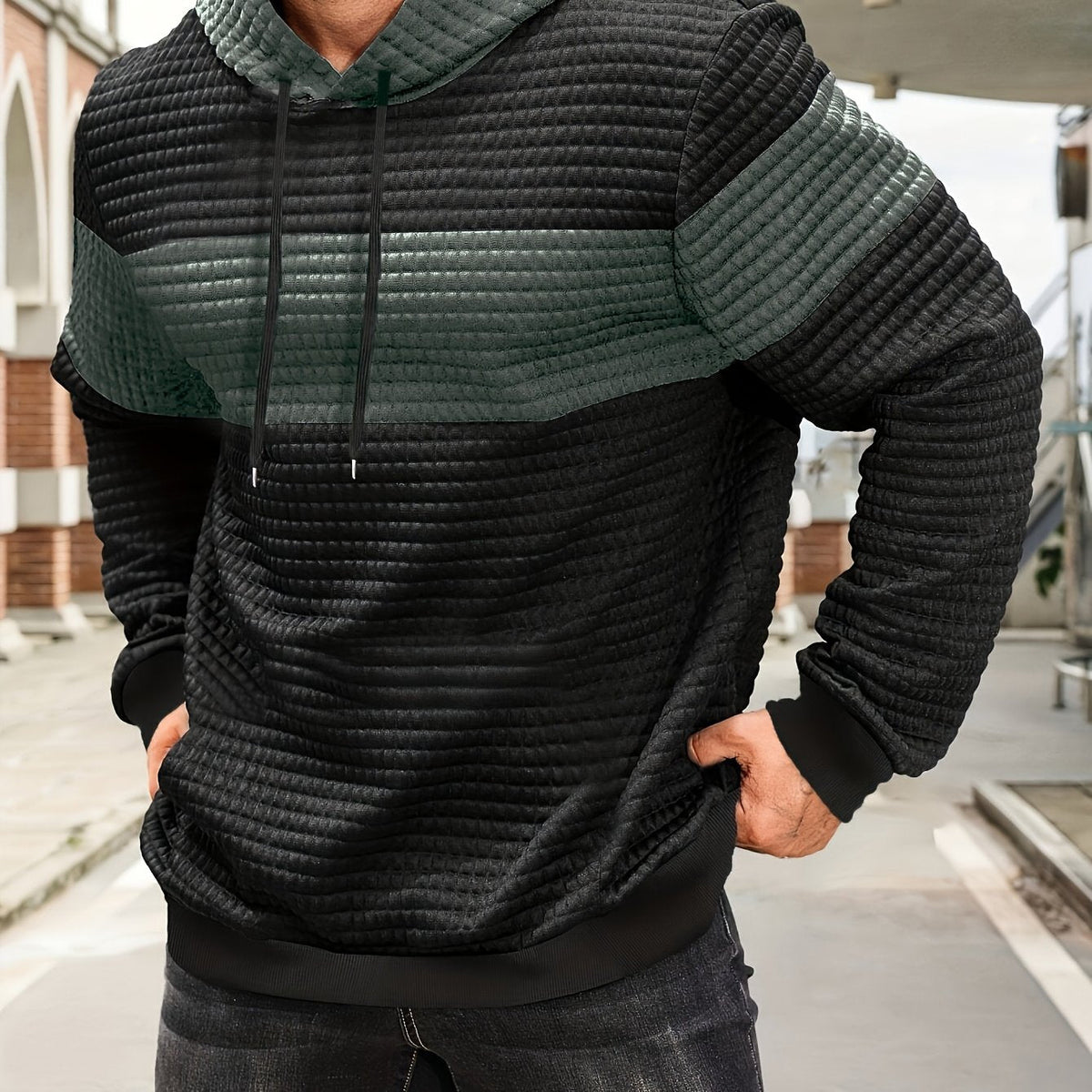 Helvano | Strukturierter Colorblock-Hoodie für Herren