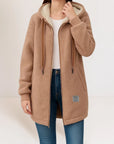 Helvano | Lange Fleecejacke mit Kapuze für Damen