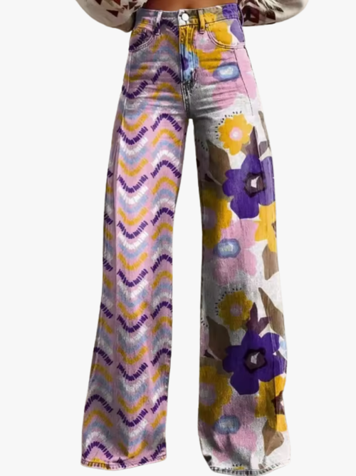 Helvano | Boho Blumenhose für Damen in Violett