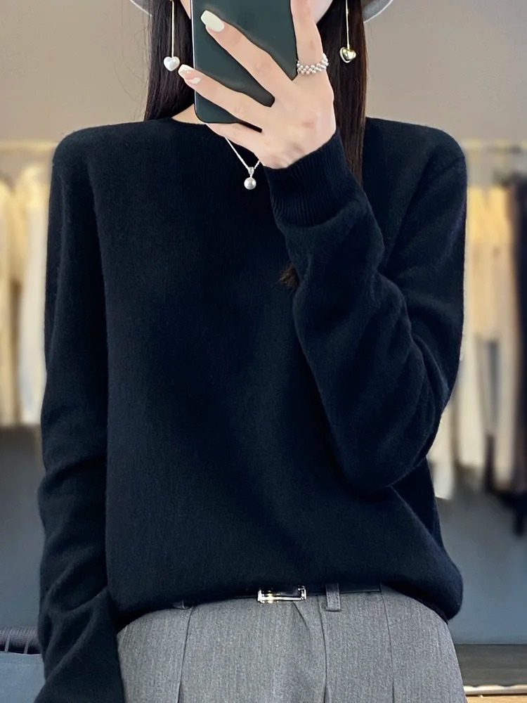 Helvano | Damen Strickpullover mit Rundhalsausschnitt