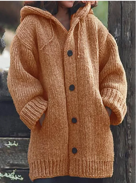 Helvano | Strickjacke mit Kapuze und Knöpfen für Damen