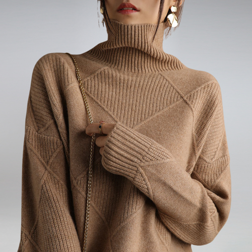 Helvano | Damen Rollkragenpullover mit geometrischem Muster