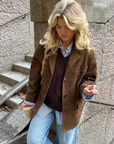 Helvano | Oversized Damen-Trenchcoat in Wildleder-Optik