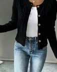 Helvano | Damen Zopfstrick-Cardigan mit Knopfleiste