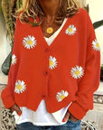 Helvano | Damen Strickjacke mit Blumenstickerei