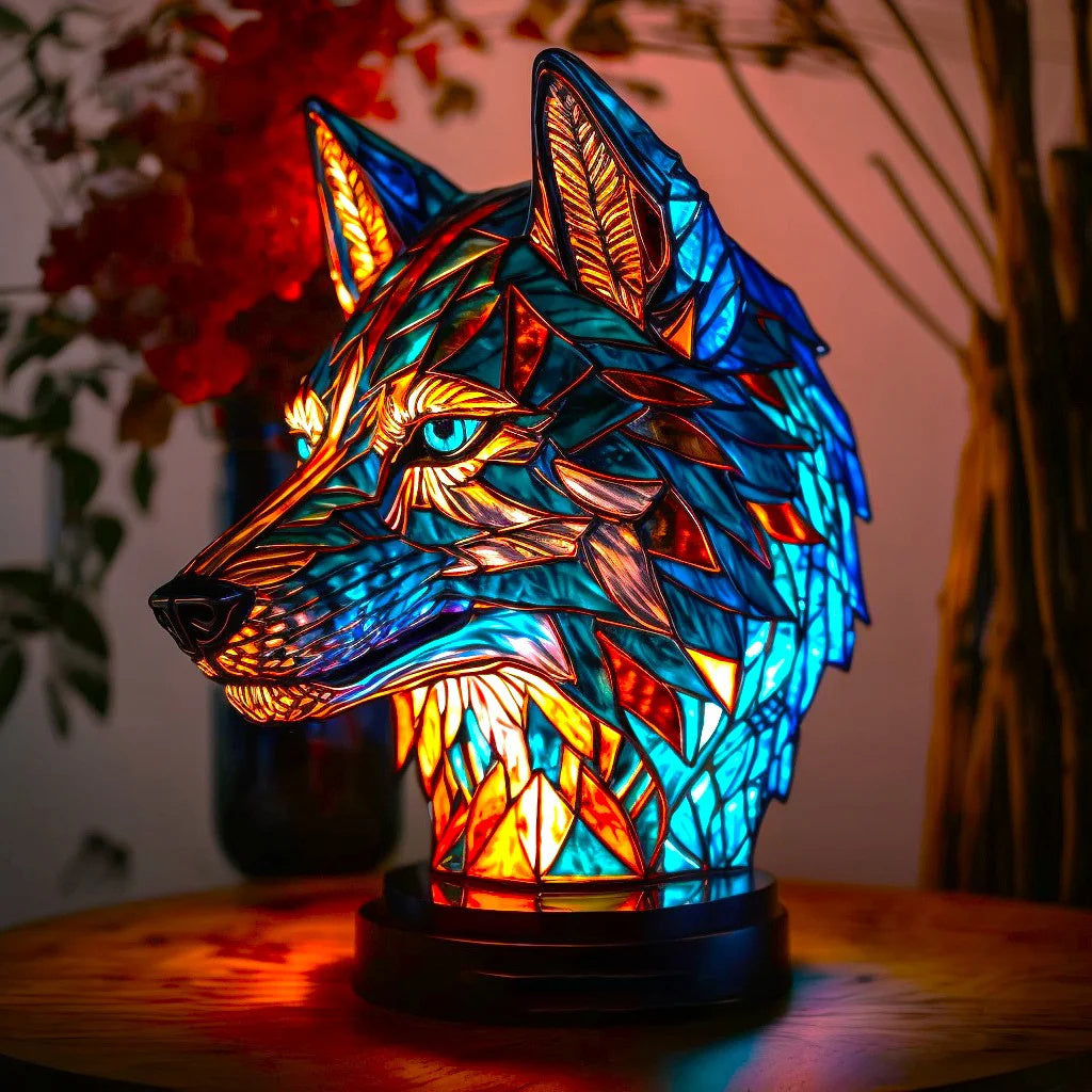 Helvano | Buntglas-Tischlampe im Tierdesign