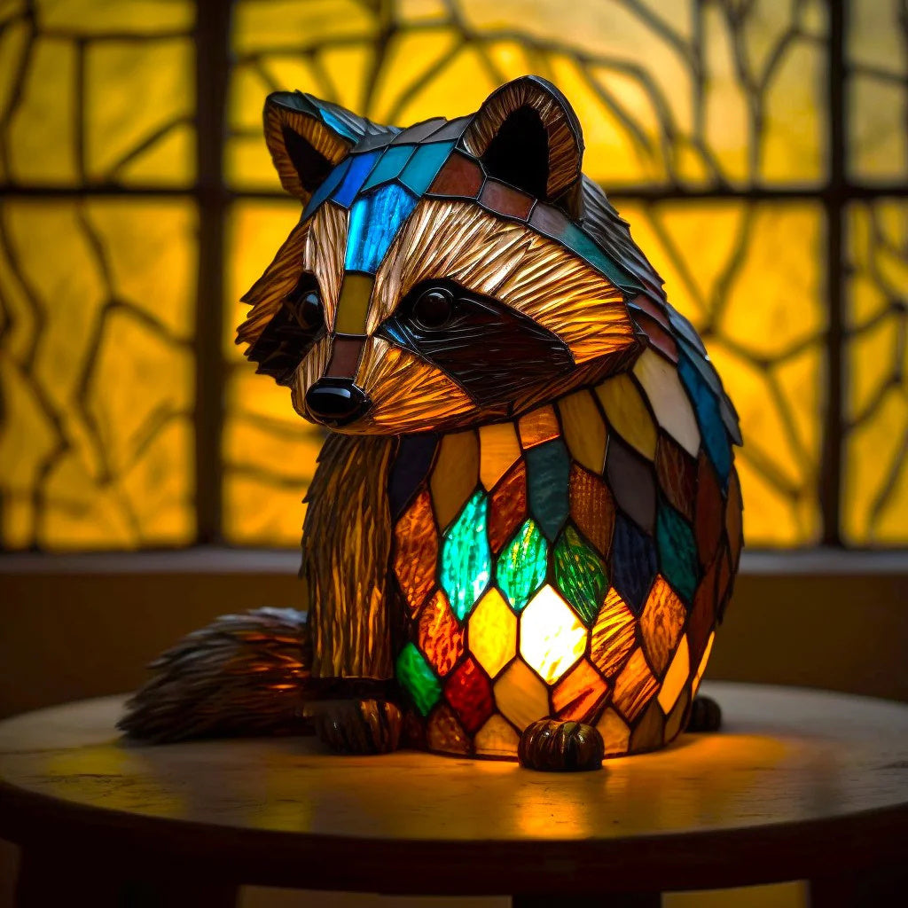 Helvano | Buntglas-Tischlampe im Tierdesign