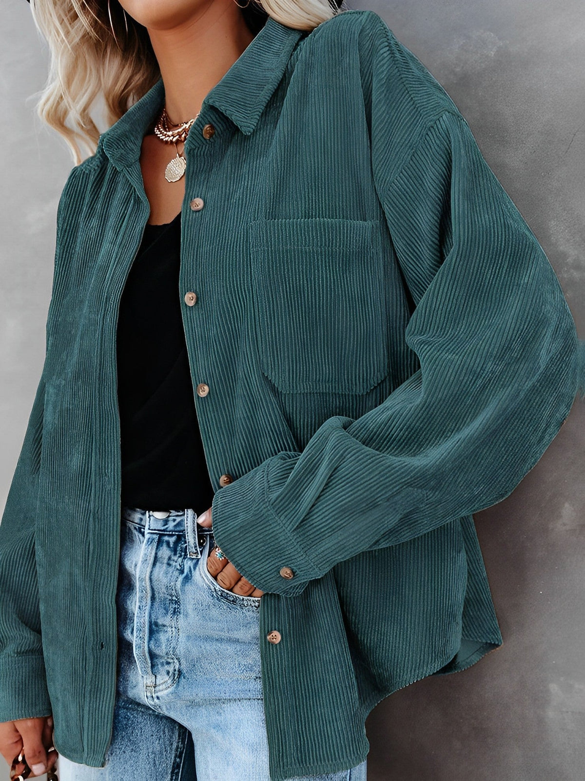 Helvano | Cordjacke mit Knöpfen für Damen