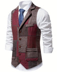 Helvano | Patchwork-Weste mit Fischgratmuster für Herren