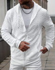 Helvano | Herren Strick-Hoodie mit geometrischem Muster in Weiss
