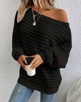 Helvano | Off-Shoulder Rippstrick-Pullover für Damen