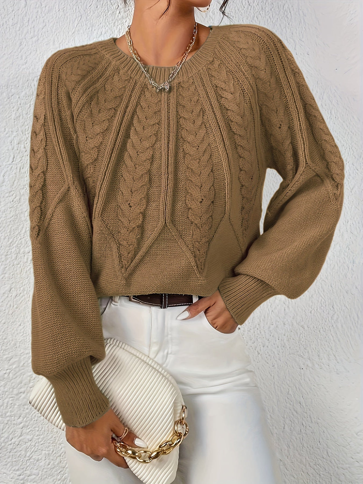 Helvano | Zopfstrick-Pullover mit Rundhals