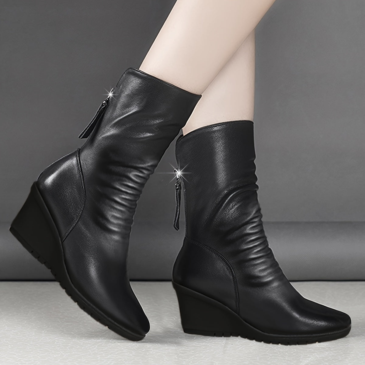 Helvano | Wadenhohe Keilstiefel für Damen
