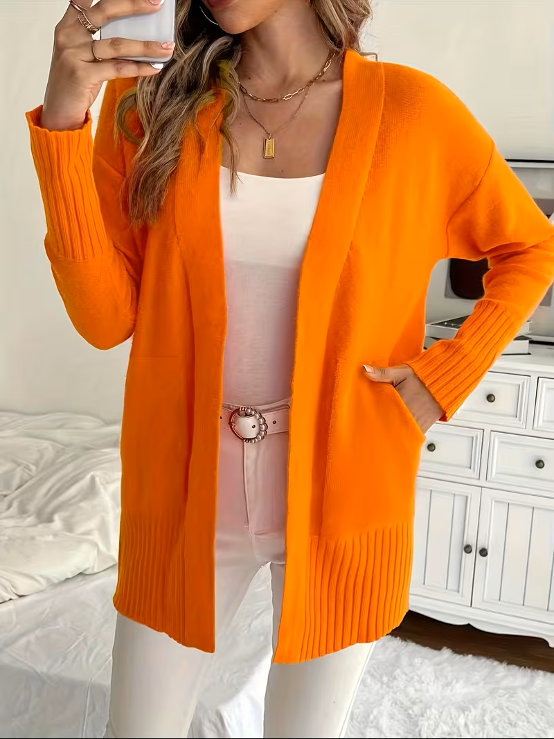 Helvano | Lockere offene Strickjacke für Damen
