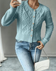 Helvano | Damen Zopfstrick-Cardigan mit Knopfleiste