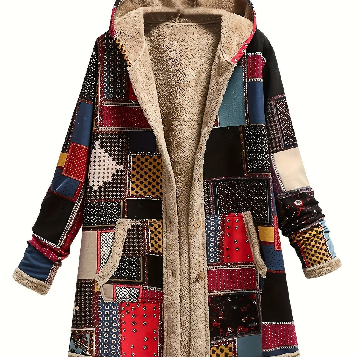 Helvano | Patchwork-Jacke mit Kapuze für Damen