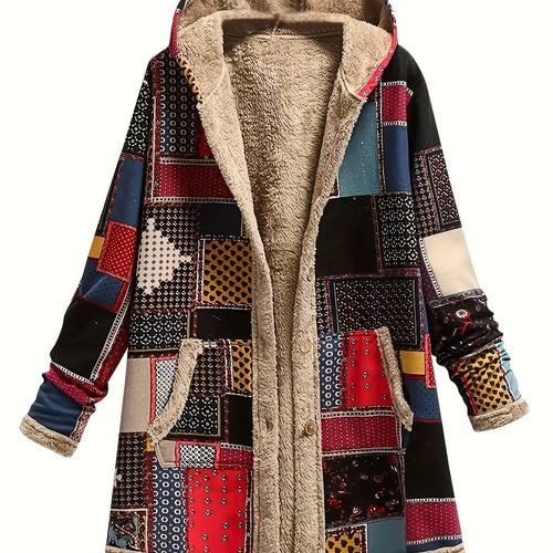 Helvano | Patchwork-Jacke mit Kapuze für Damen