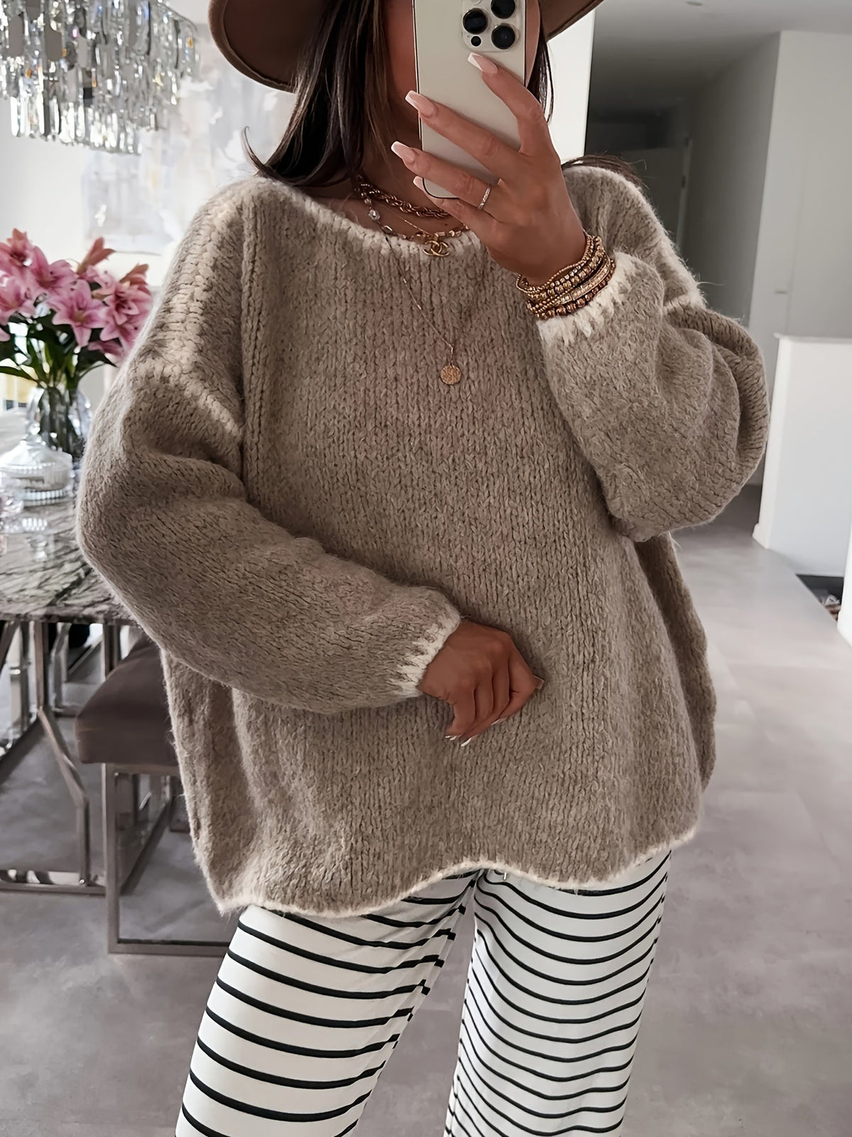 Helvano | Damen Strickpullover mit U-Boot-Ausschnitt