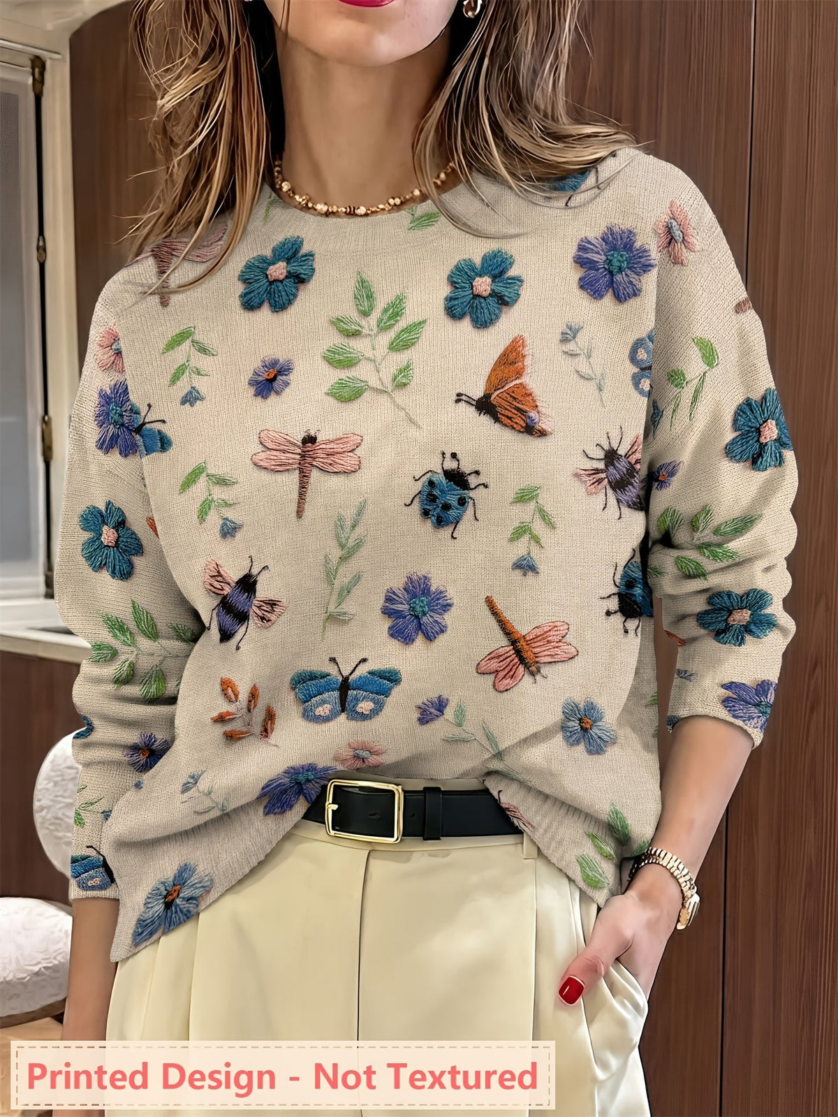 Helvano | Strickpullover mit Blumenprint für Damen
