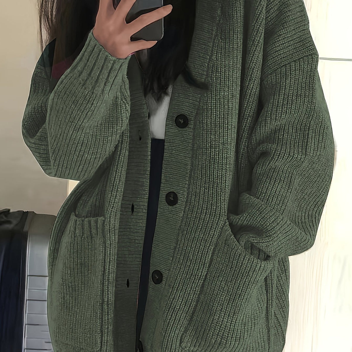 Helvano | Lockere Damen-Strickjacke mit Knopfleiste