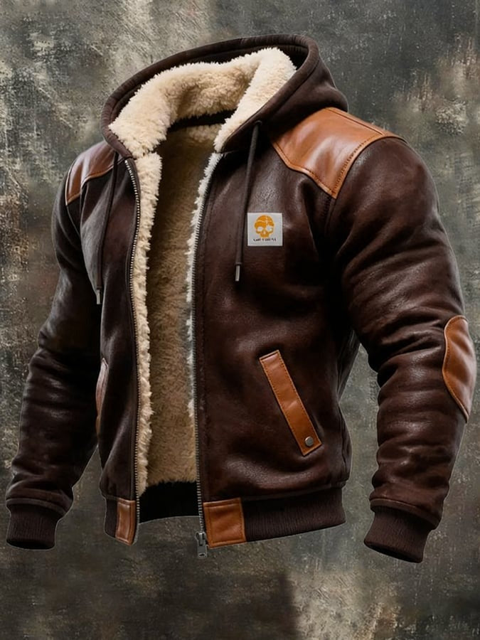 Helvano | Vintage Wildlederjacke mit Kapuze für Herren