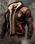 Helvano | Vintage Wildlederjacke mit Kapuze für Herren