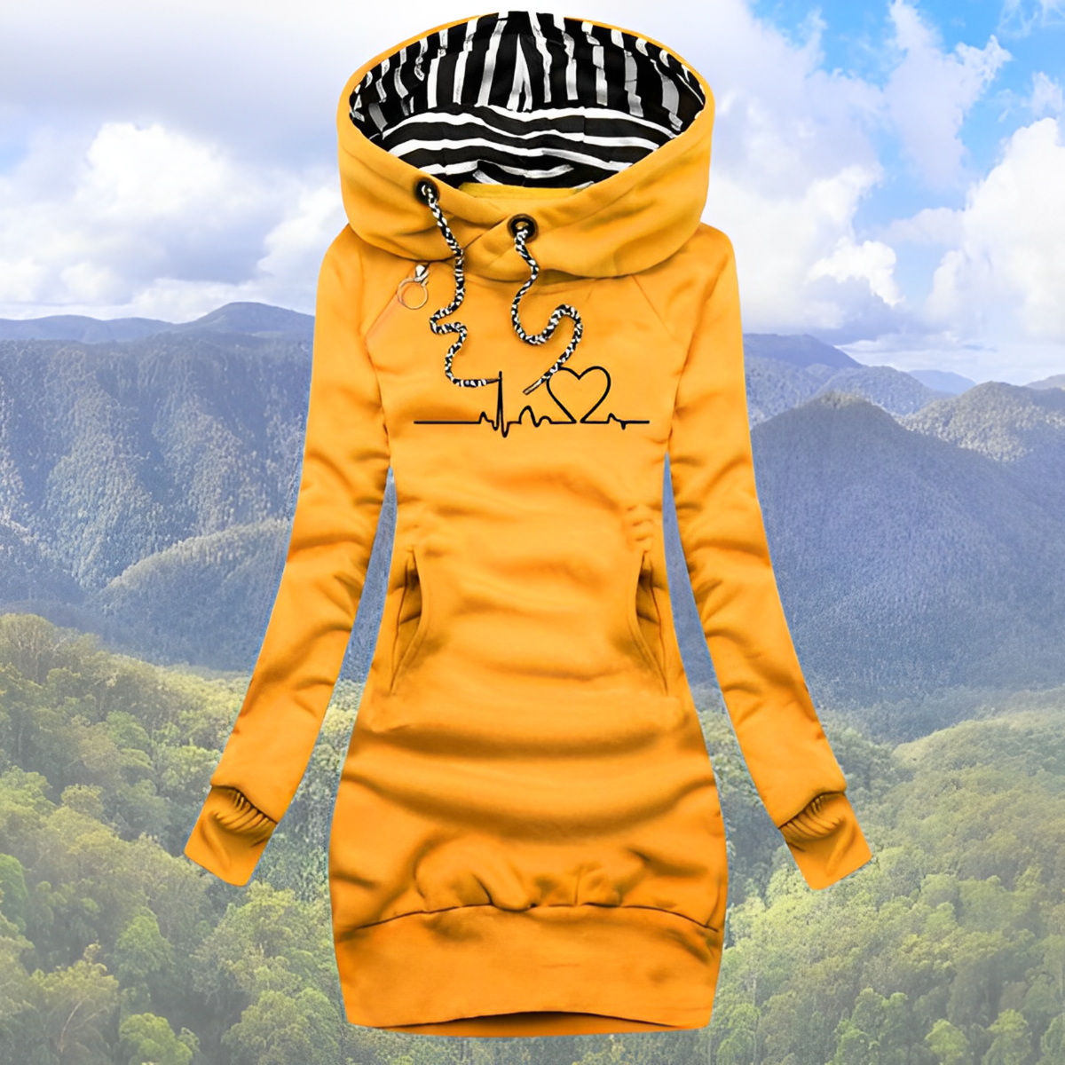 Helvano | Damen Hoodie mit Herzschlag-Print