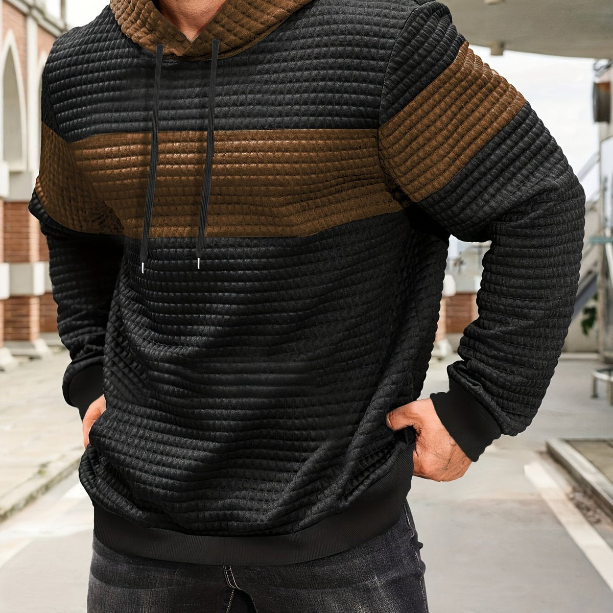 Helvano | Strukturierter Colorblock-Hoodie für Herren