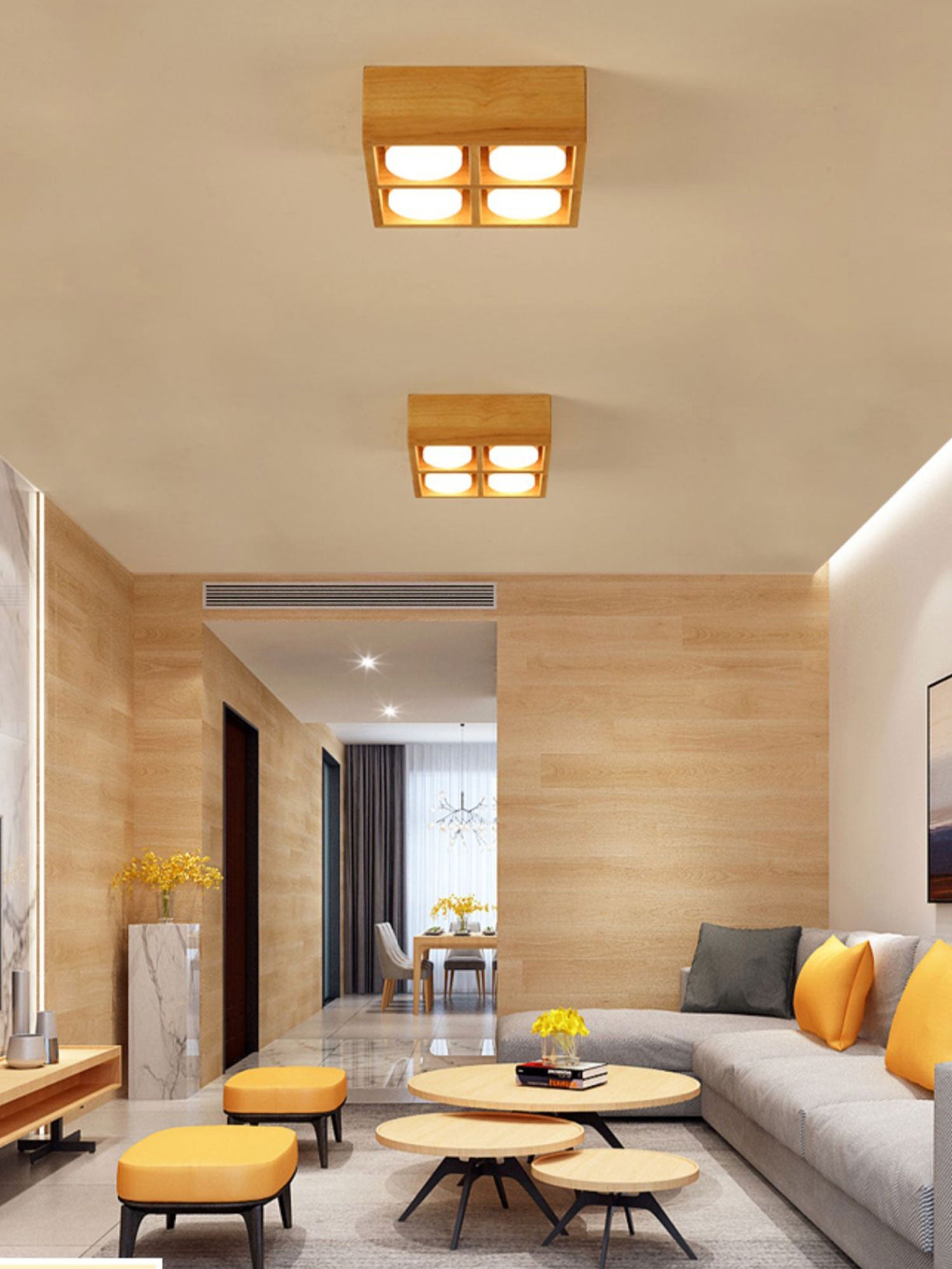 Helvano | Holz-Deckenleuchte für Wohnzimmer