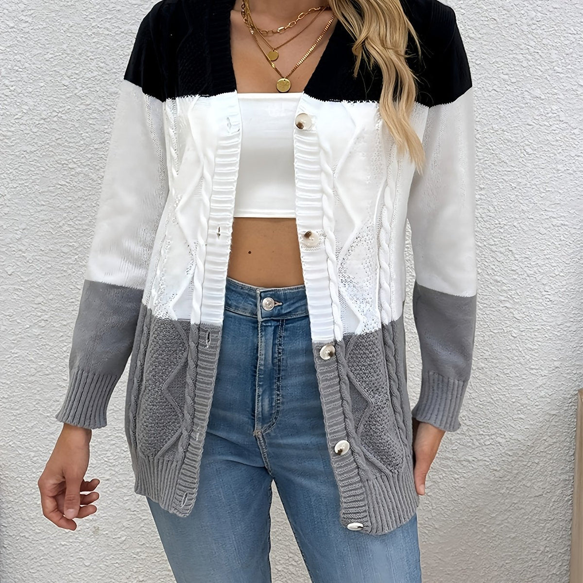 Helvano | Patchwork-Strickjacke für Damen