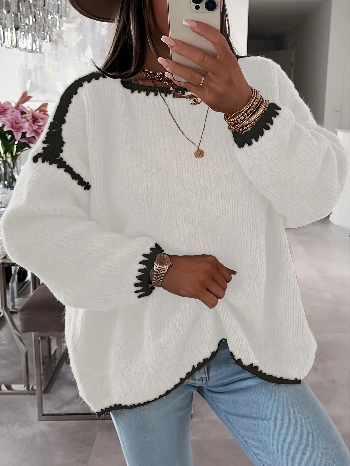 Helvano | Damen Strickpullover mit U-Boot-Ausschnitt