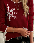 Helvano | Strickpullover mit Rundhals und Schneeflocken