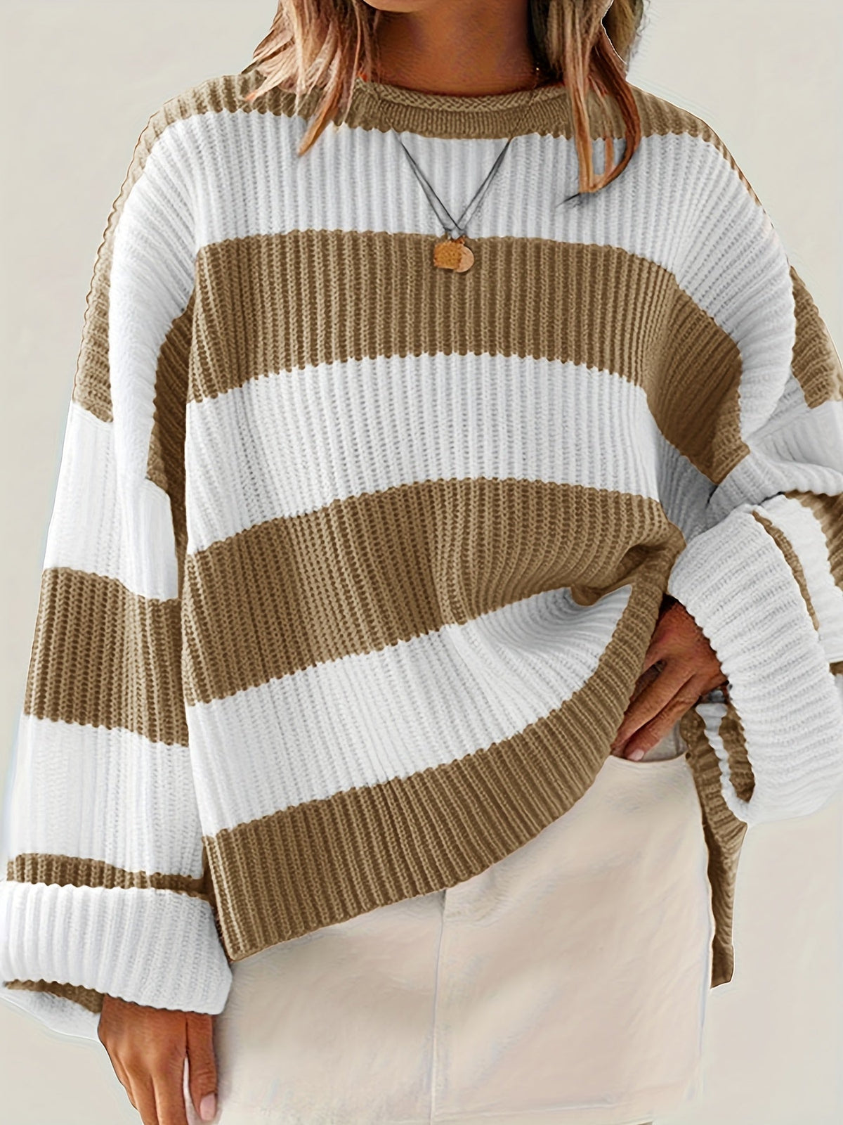 Helvano | Lockerer Colorblock-Strickpullover für Damen