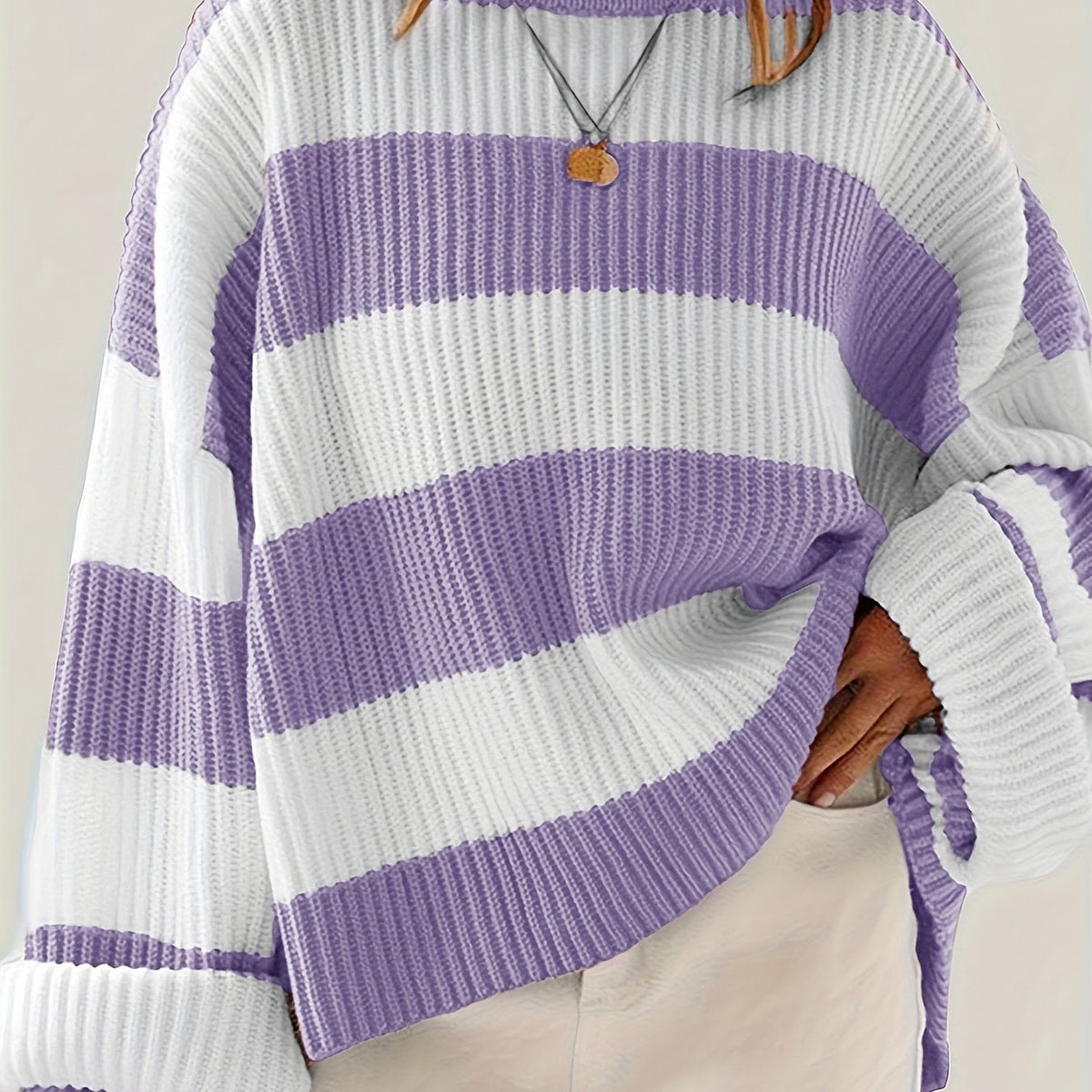 Helvano | Lockerer Colorblock-Strickpullover für Damen