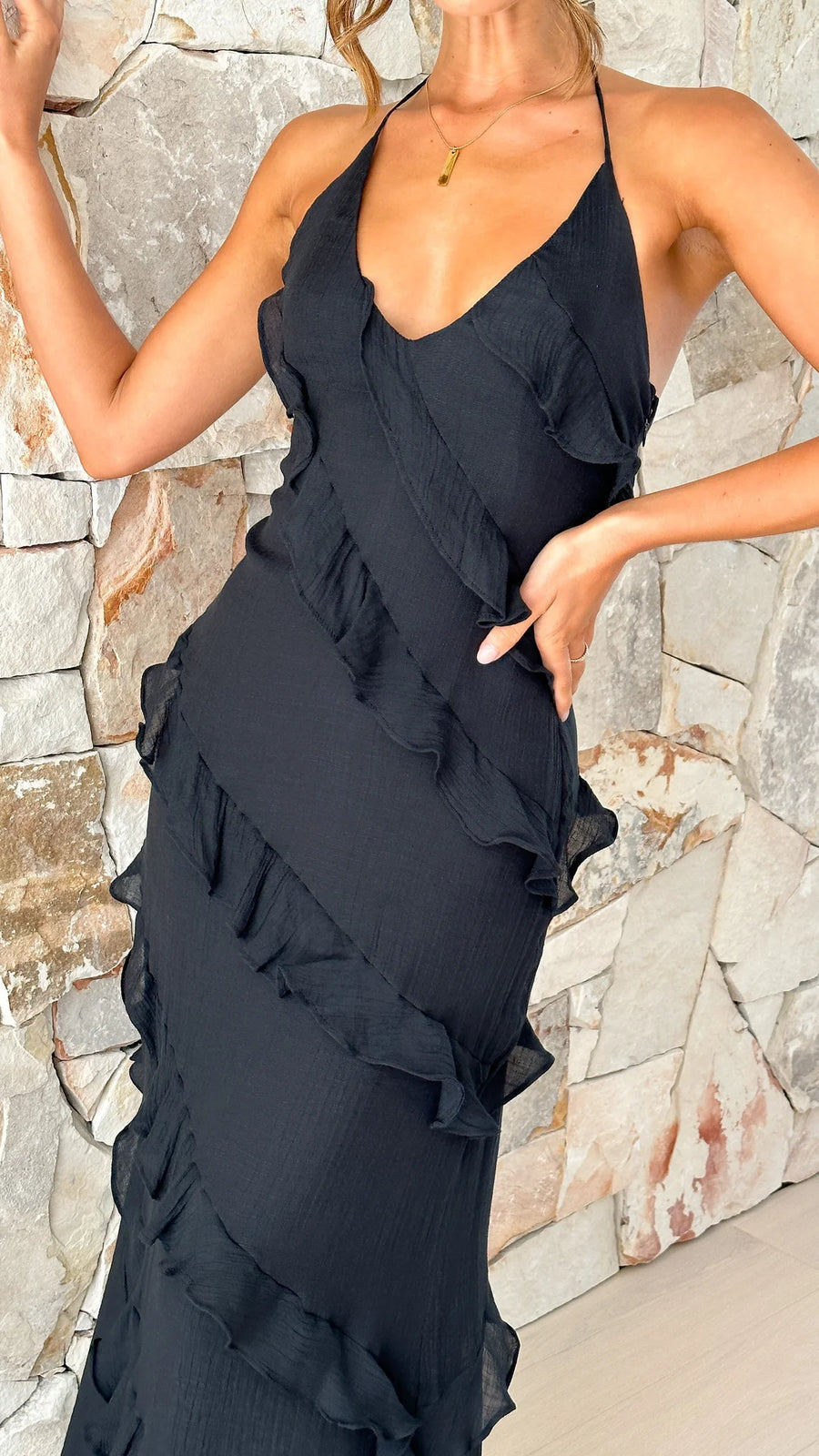 Helvano | Fließendes Maxikleid für Damen in Gelb