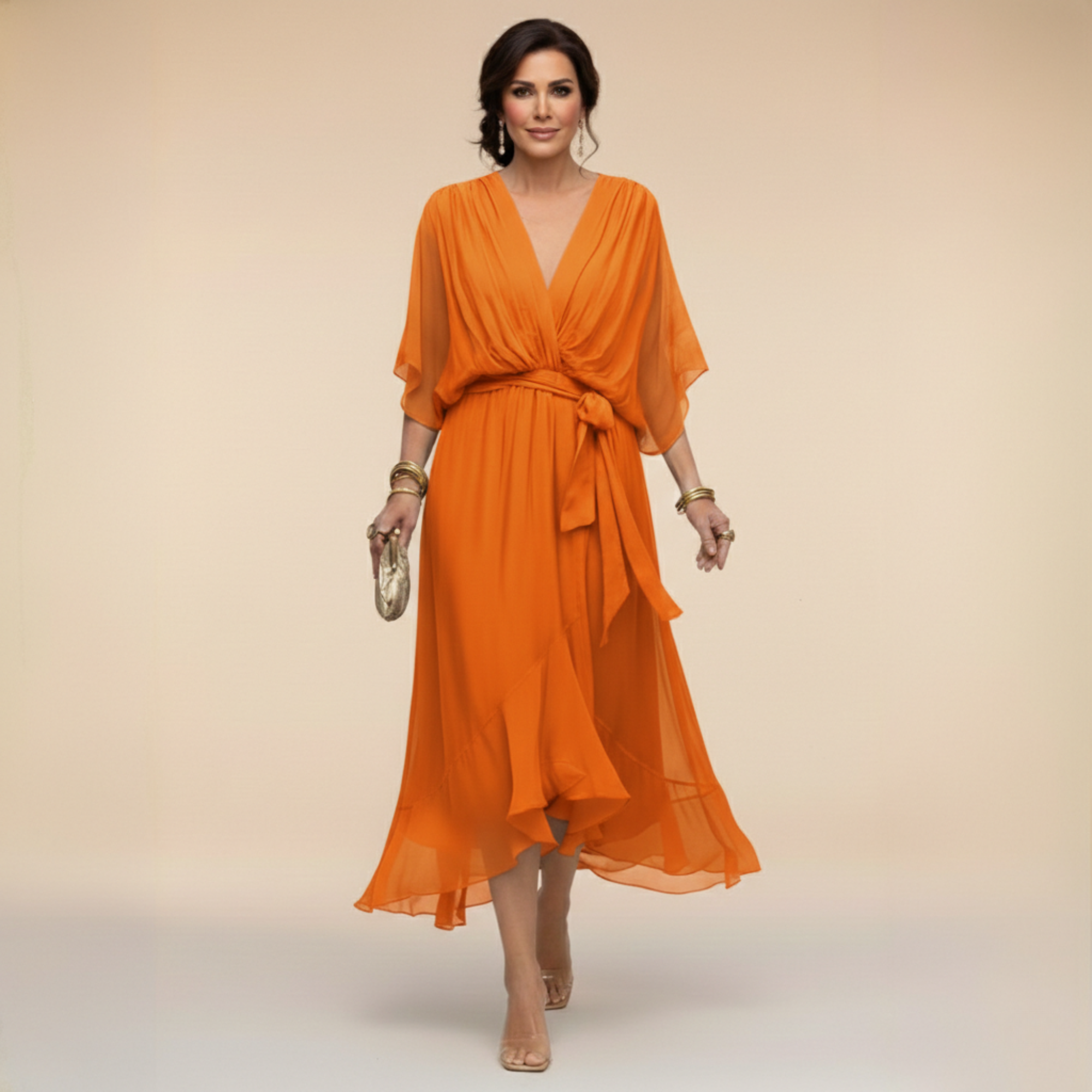 Helvano | Chiffon-Kleid mit V-Ausschnitt für Damen