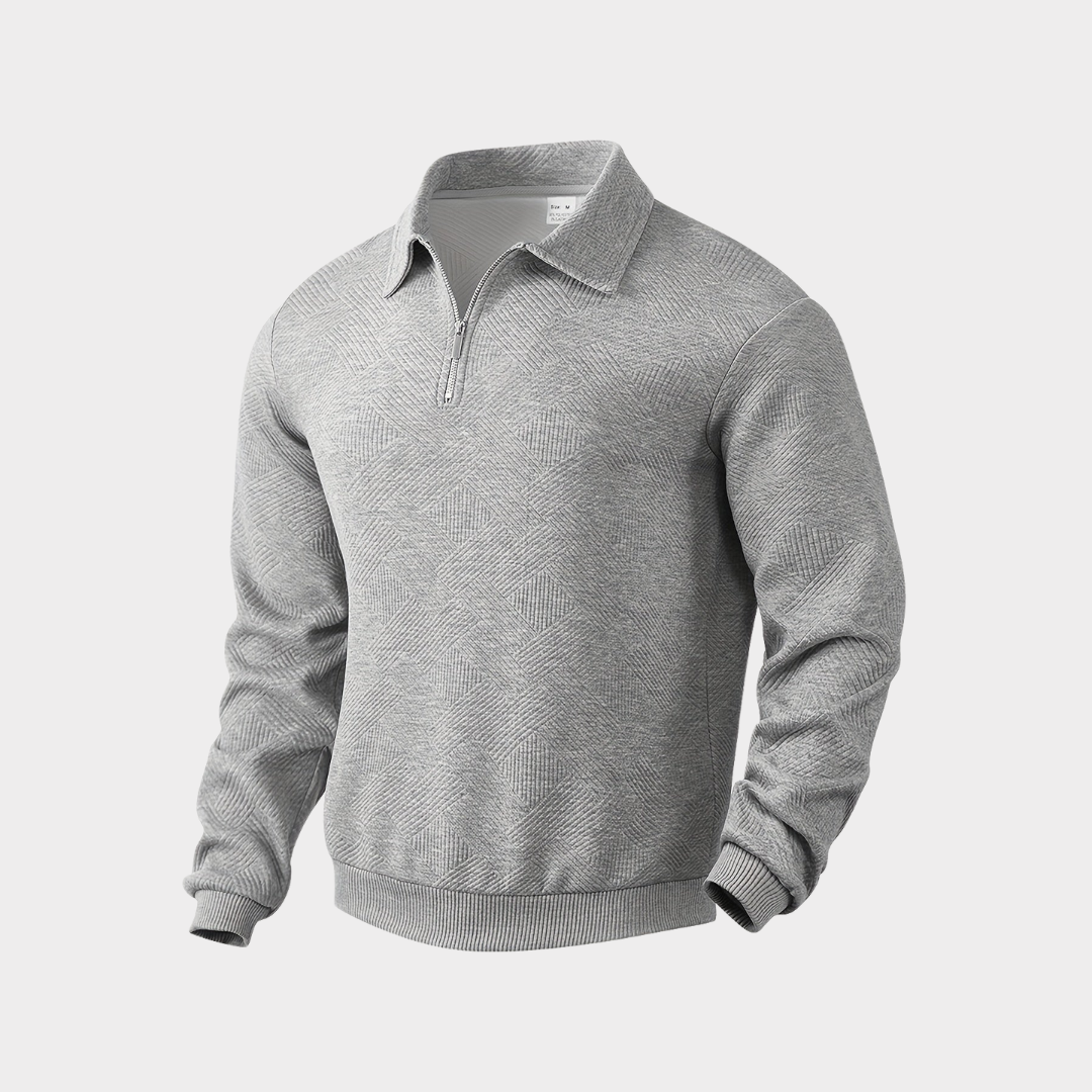 Helvano | Strukturierter Half-Zip Pullover für Herren