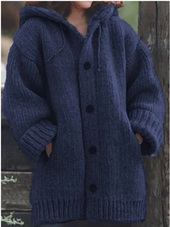 Helvano | Strickjacke mit Kapuze und Knöpfen für Damen
