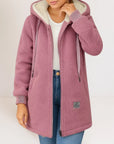 Helvano | Lange Fleecejacke mit Kapuze für Damen