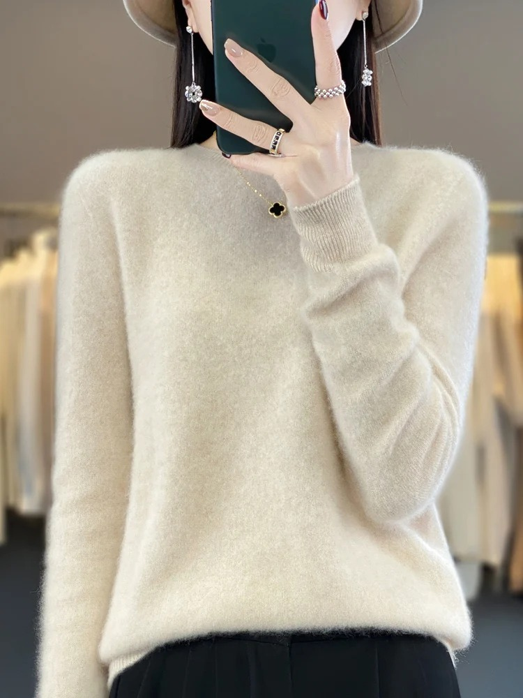 Helvano | Damen Strickpullover mit Rundhalsausschnitt