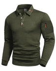 Helvano | Strukturiertes Langarm-Poloshirt für Herren