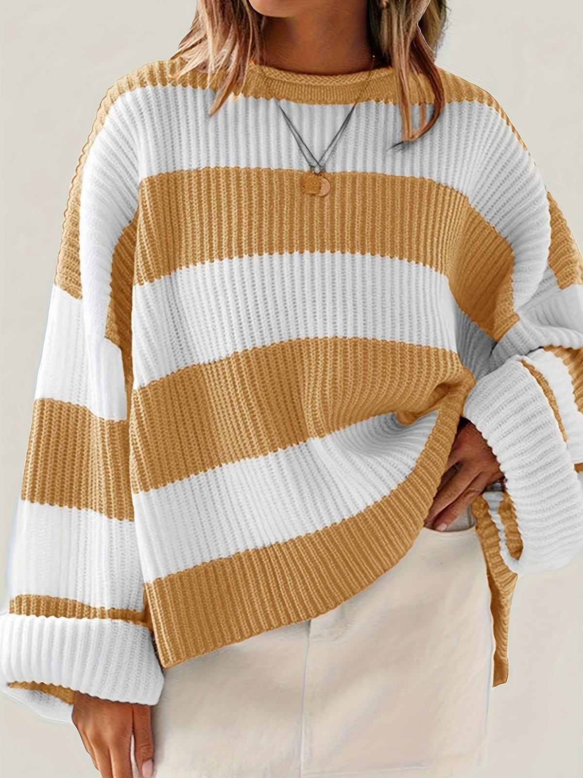 Helvano | Lockerer Colorblock-Strickpullover für Damen